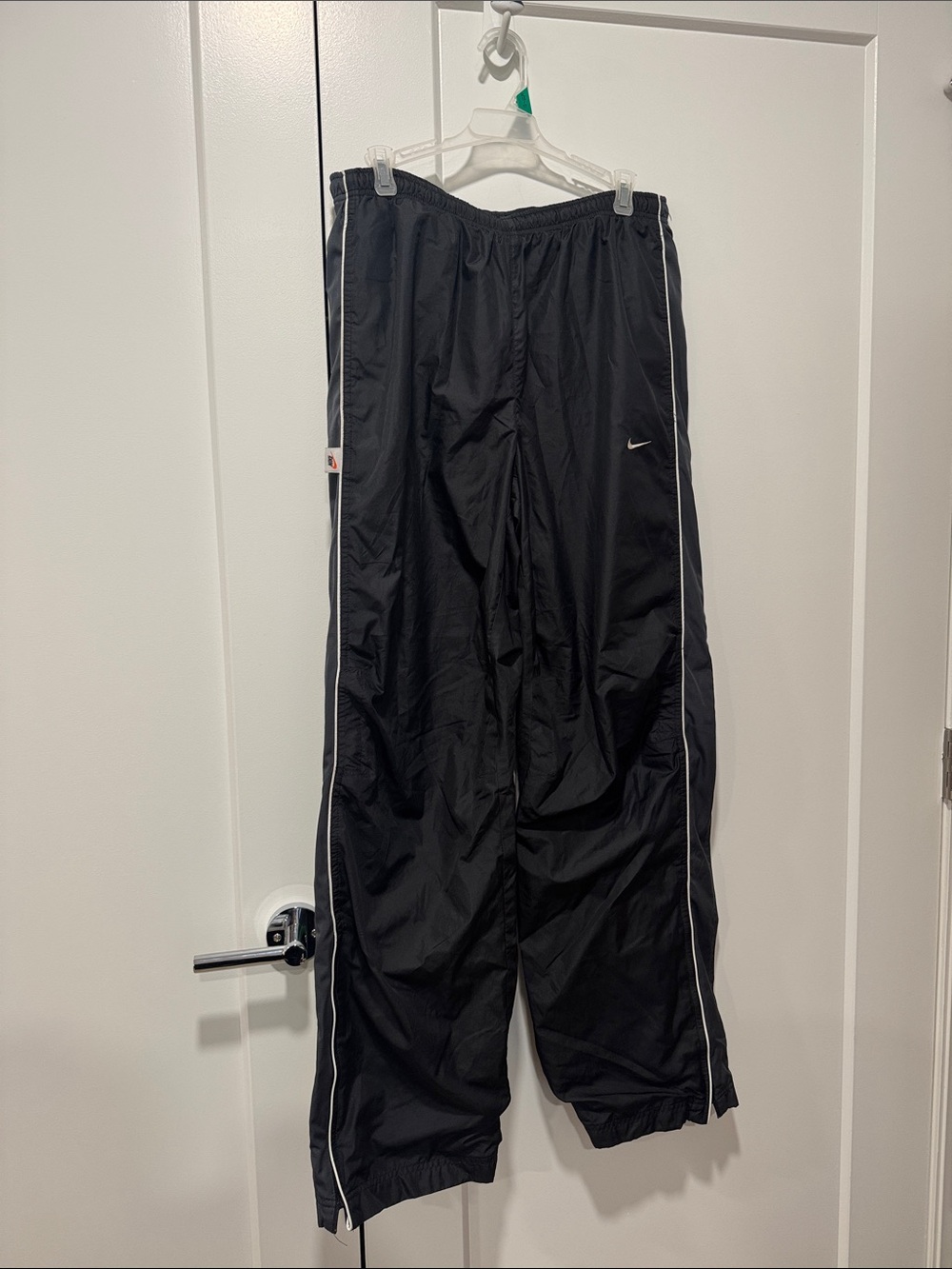 Nike Black Men’s Track Pants with White Piping